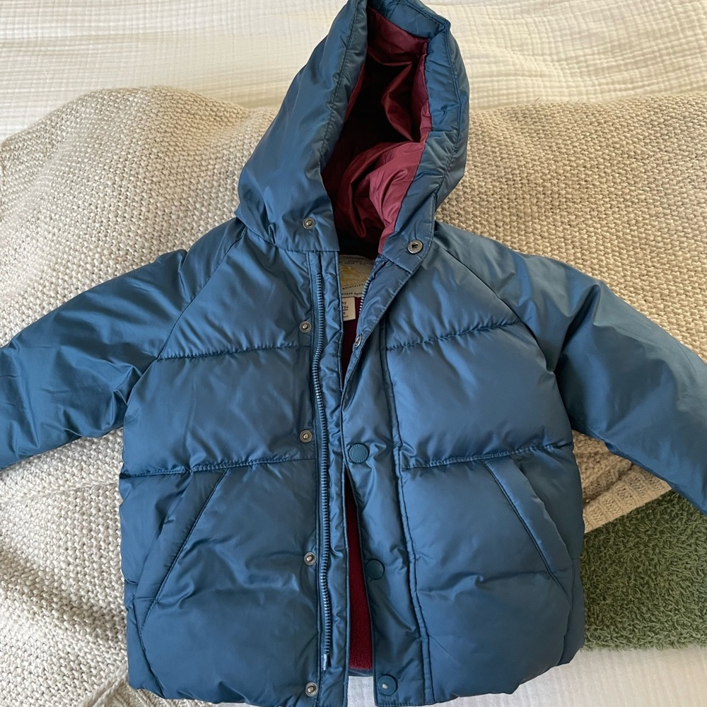Zara Blue Hooded Puffer Jacket